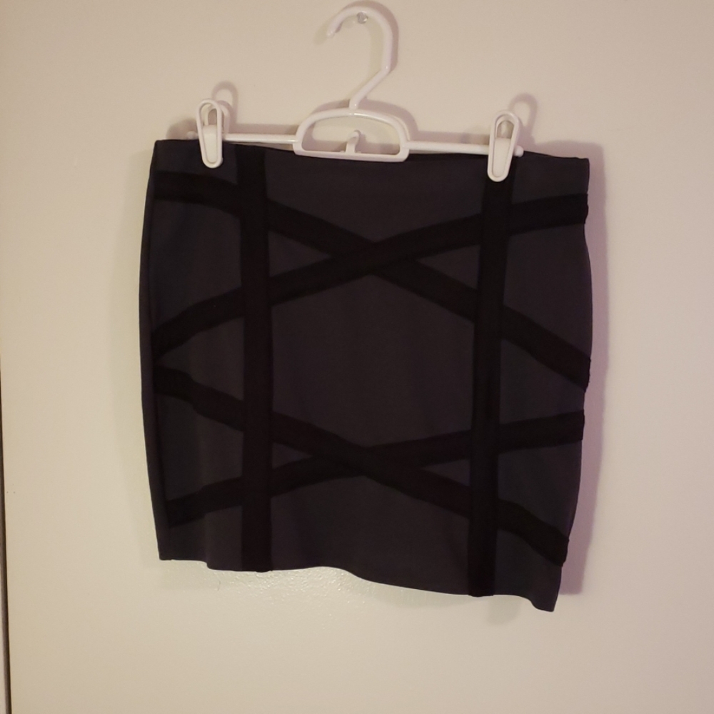 Gray and black mini skirt